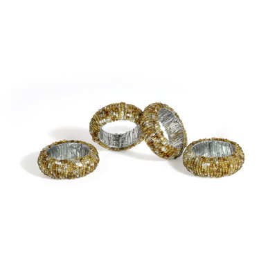 Platinum & Gold Shimmer Cuff Napkin Rings (Set of 4)