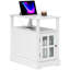 Table de bout avec station de charge, table d'appoint étroite avec prises USB, petite table avec tablette de rangement cachée pour le salon-201250174