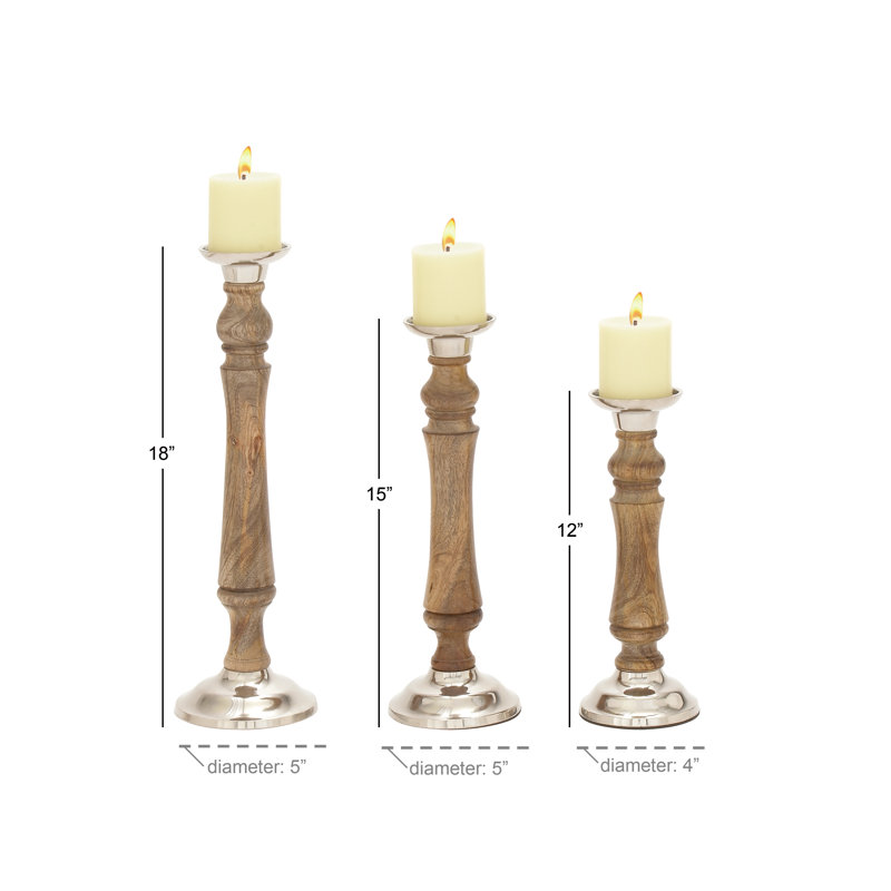 Ensemble de chandelles en bois 3 pièces