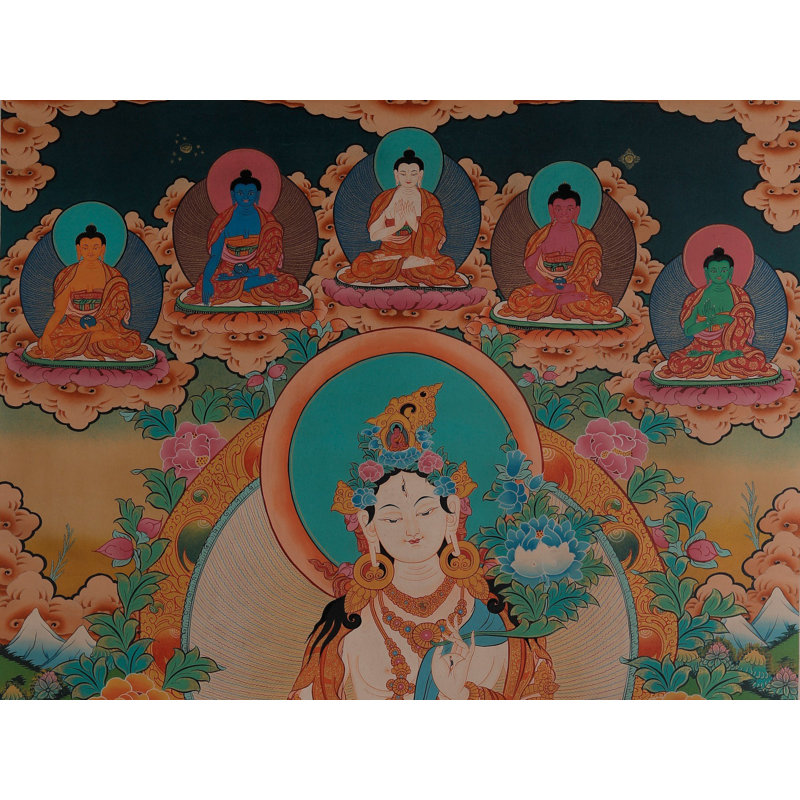 Déité bouddhiste tibétaine - Déesse Tara blanche (Thangka sans brocart)