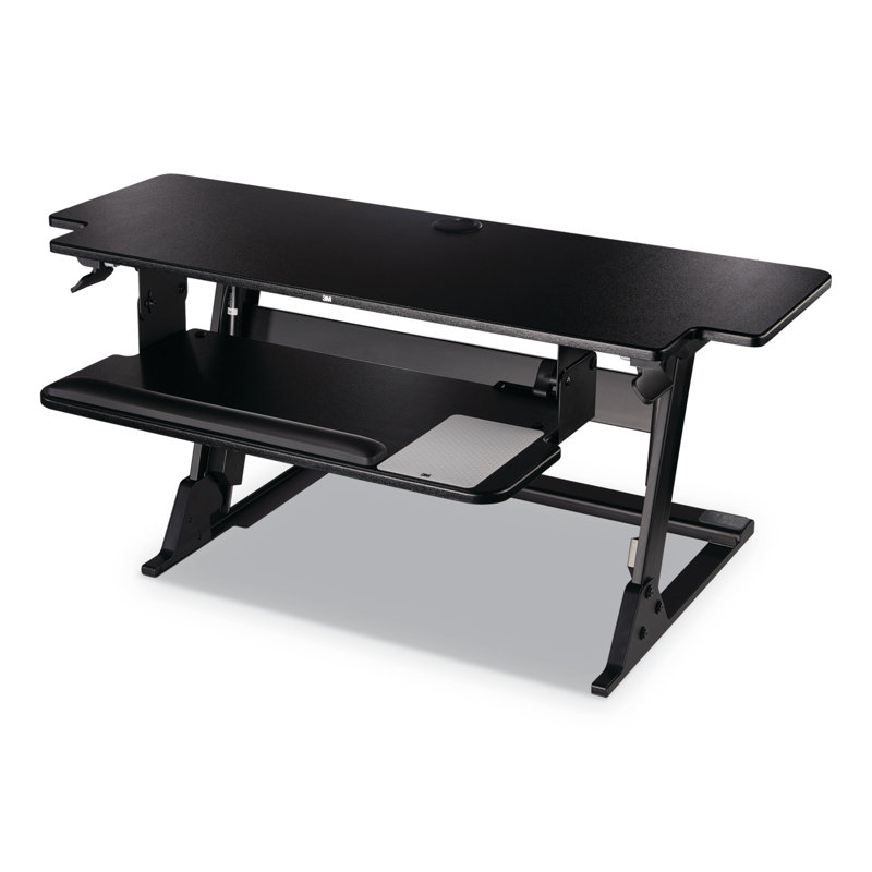 Black Adjustable Height Standing Desk Converter with Gel Wrist Rest