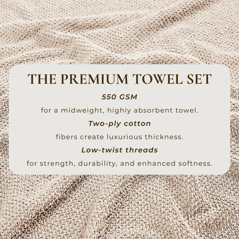 Taupe Cotton Textured Washcloth Set (Pack of 12)