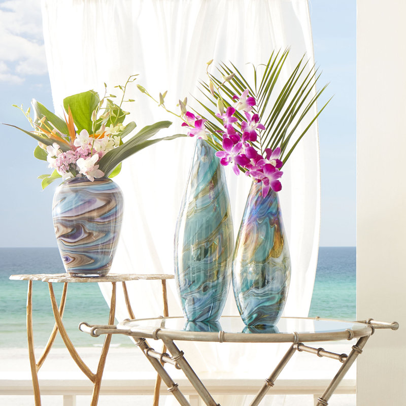 Borealis Glass Table Vase, 10.5" H x 7.5" W x 7.5" D