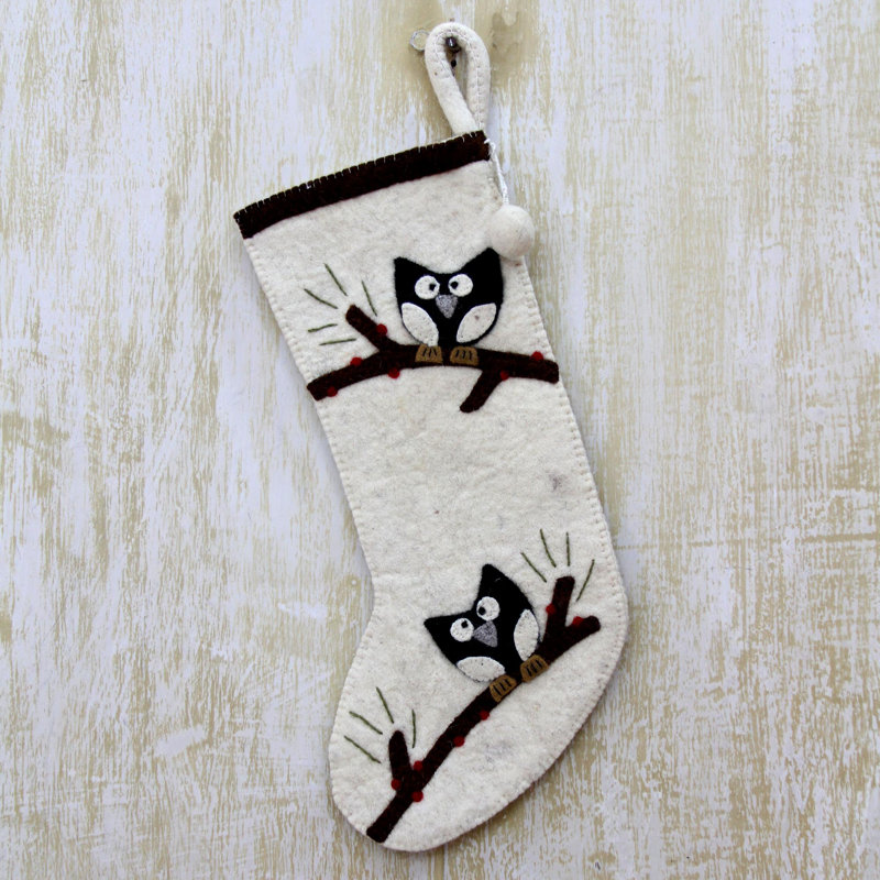 Chaussette de noël avec motif hibou