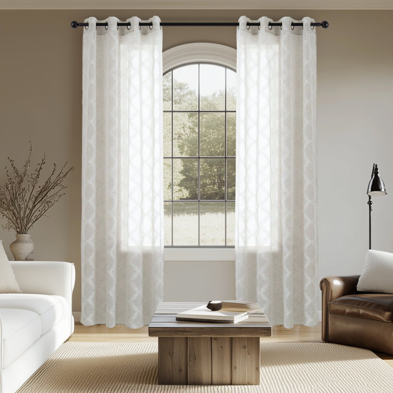 Mkenzi Polyester Semi-Sheer Curtain Pair, 40" W x 63" L