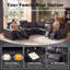 Ensemble de canapés inclinables électriques modernes en cuir véritable avec siège large - noir-229854477