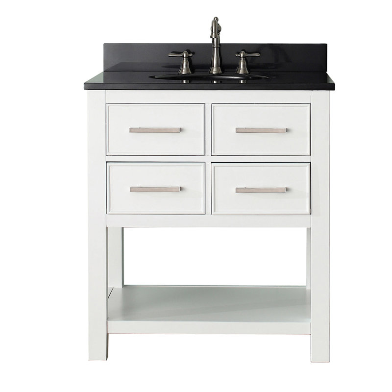 Brooks 31'' W Single Vanity, Chilled Gray, White Engineered Marble, Oval