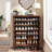 33.46" Modern Walnut Wooden  6-Tier Shoe Cabinet With Louvered Doors-2065222314