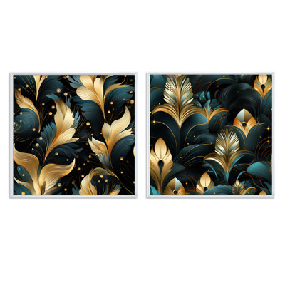 Katherina - Abstract Botanicals Square Collage Set Of 2
