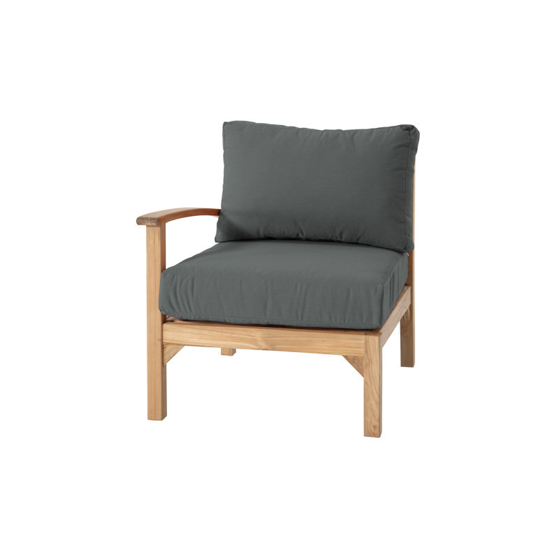 Huntington Teak Outdoor Left Arm Club Chair, Coal