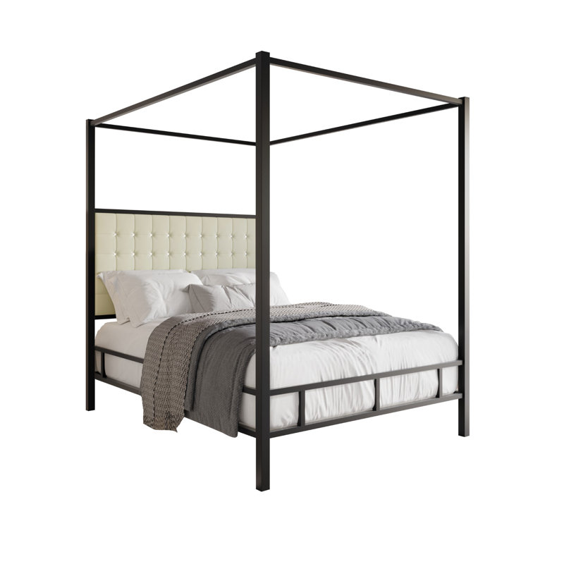 Home Design Inc. Upholstered Metal Canopy Bed & Reviews | Wayfair