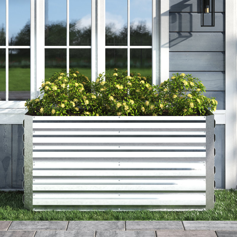 Kiger Metal Raised Garden Bed, 23.3" H x 70.8" W x 35.5" D, Silver