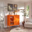 Armoire de rangement avec porte en maille et métal orange verrouillable, casier en acier robuste à 3 niveaux avec 2 tablettes réglables, armoire d'appoint pour salon, bureau personnel, H 33 po x l 29,5 po x P 13,8 po-777802651