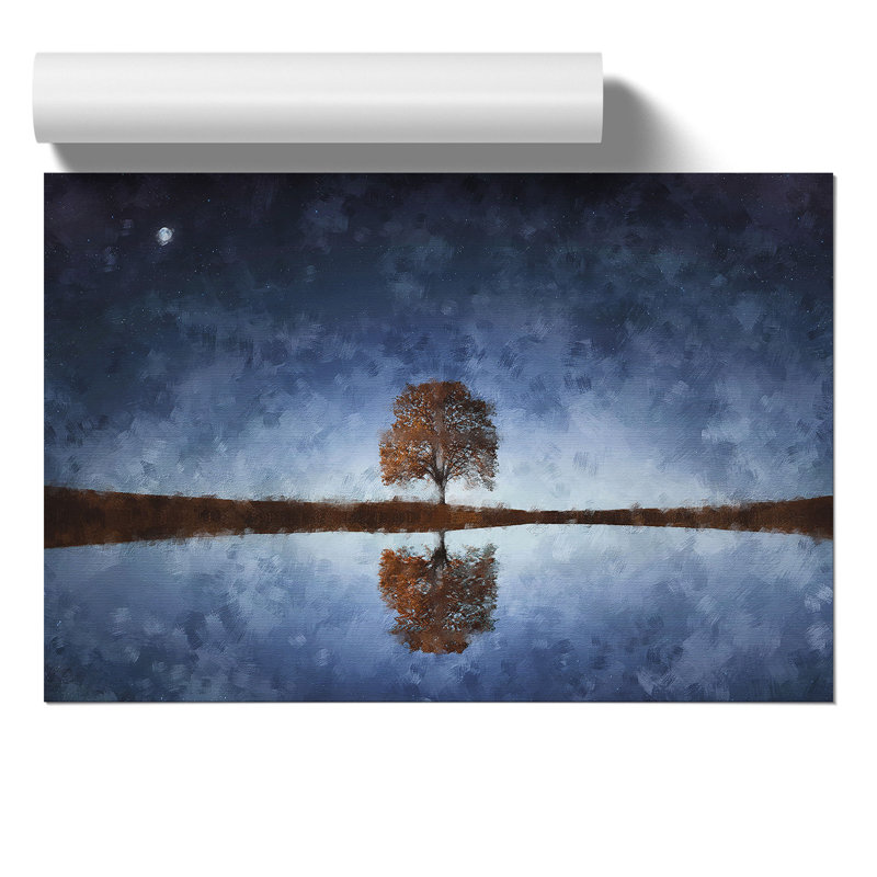 Tree at Dusk Painting - Frameless Print, 30cm H x 42cm W x 0.1cm D