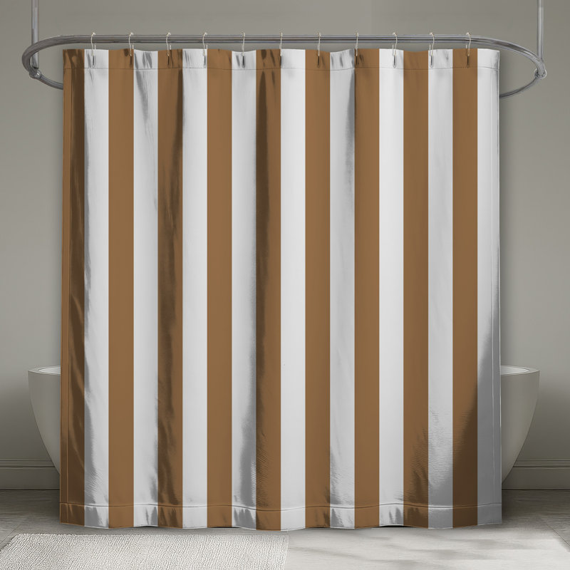 Brown White Stripes Shower Curtains Extra Long, L 70 po x H 84 po