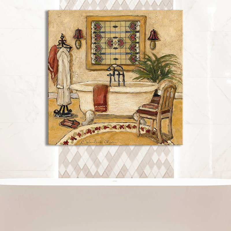 «Art Deco Bath II (Square)» par Charlene Olson, reproduction, Toile tendue, H 18 po x l 18 po x P 1 po