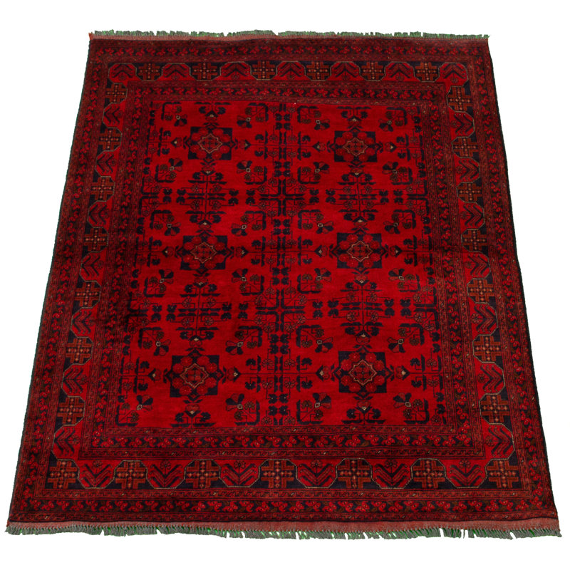 Tapis de la zone en laine rouge 5 pi 1 po x 6 pi 6 po à la main one-of-kind-noué la 2010s esari turque Allaina