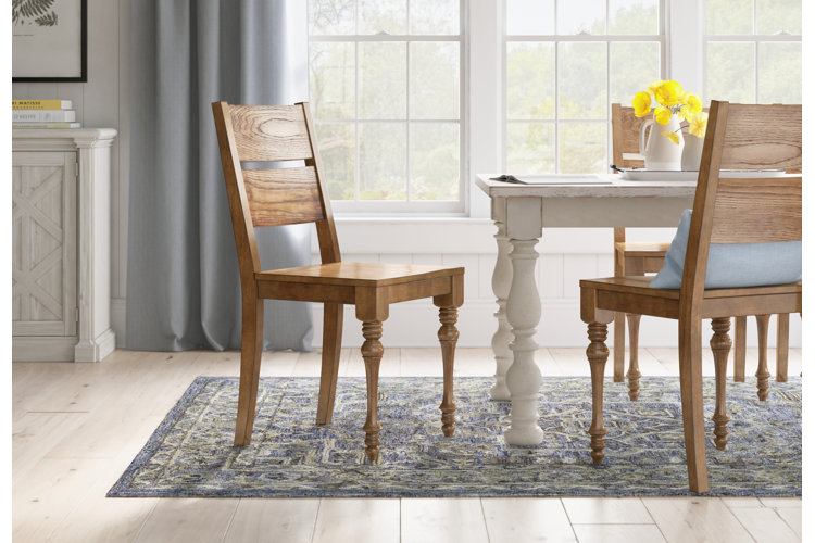 slat-back farmhouse-style dining chairs