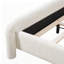 Structure de lit plateforme tapissier avec tête de lit courbée, lit en tissu moderne avec support en lattes de bois-432476636