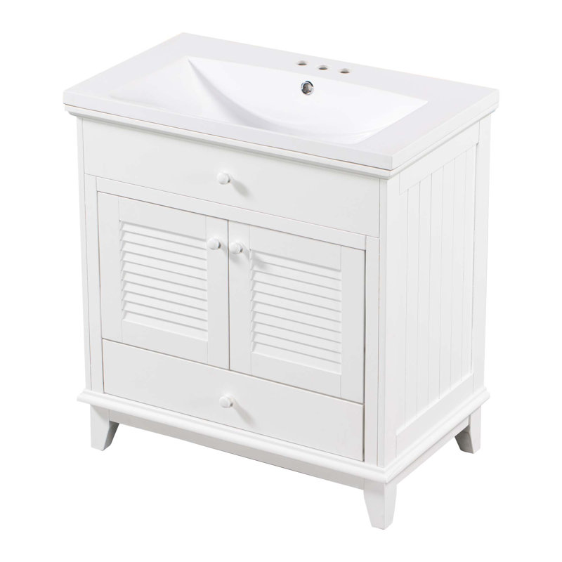 Meuble-lavabo 30 po avec lavabo, armoire de salle de bain avec 2 portes et 1 tiroir
