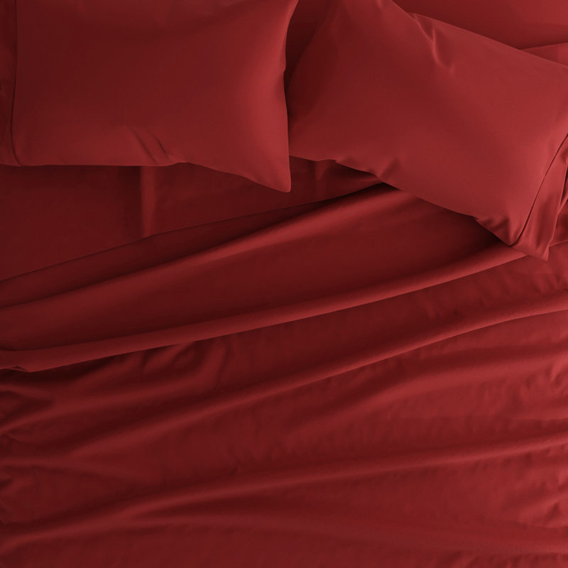 Solid Microfiber Ultra Soft Sheet Set, Burgundy, Queen Sheet Set with 2 Pillowcases