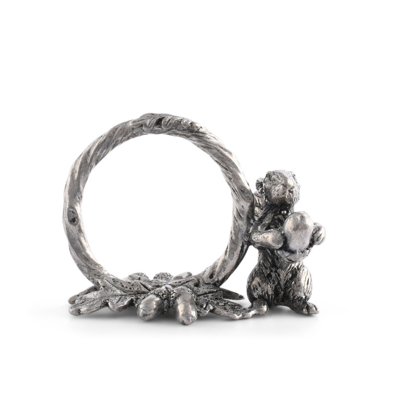 Woodland Creatures Pewter Squirrel Branch Napkin Ring