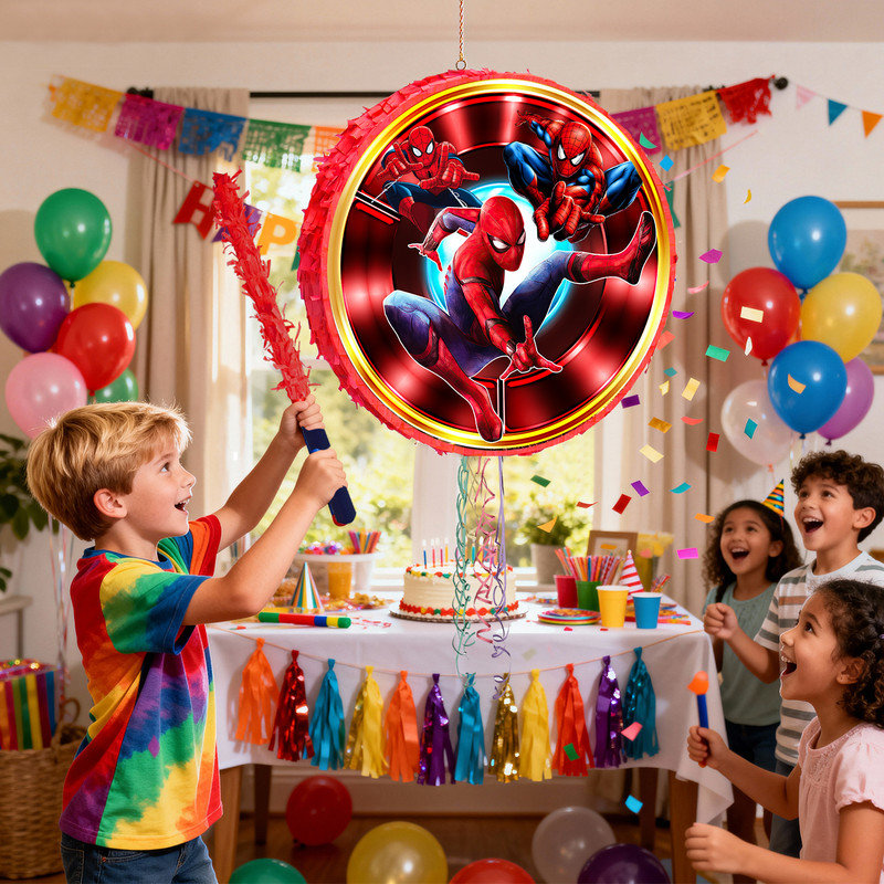 Spiderman Pinata,4Pcs Spiderman Round Pinata Set