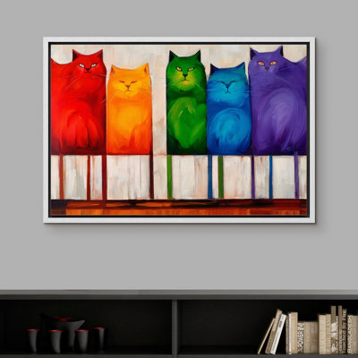 Animals " Vibrant Colorful Companions Bold Spectrum Cat Abstract Animals "