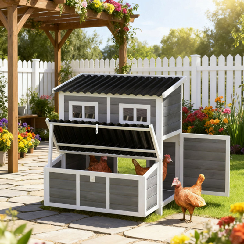 Poulailler en bois avec nichoir, niche 39 "pour 4 à 6 poules, lapins