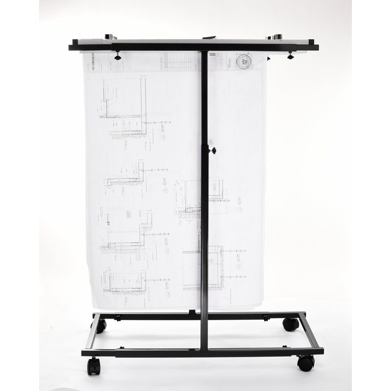 Plan de travail vertical en acier avec grand dossier et pinces suspendues, 24" H x 27.5" W x 15" D, Black