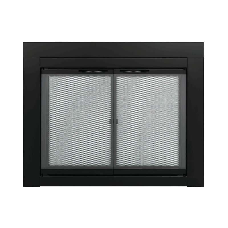 Portes de cheminée en acier de style armoire Abdal, H 31 po x l 37,5 po x P 0,95 po, Noir