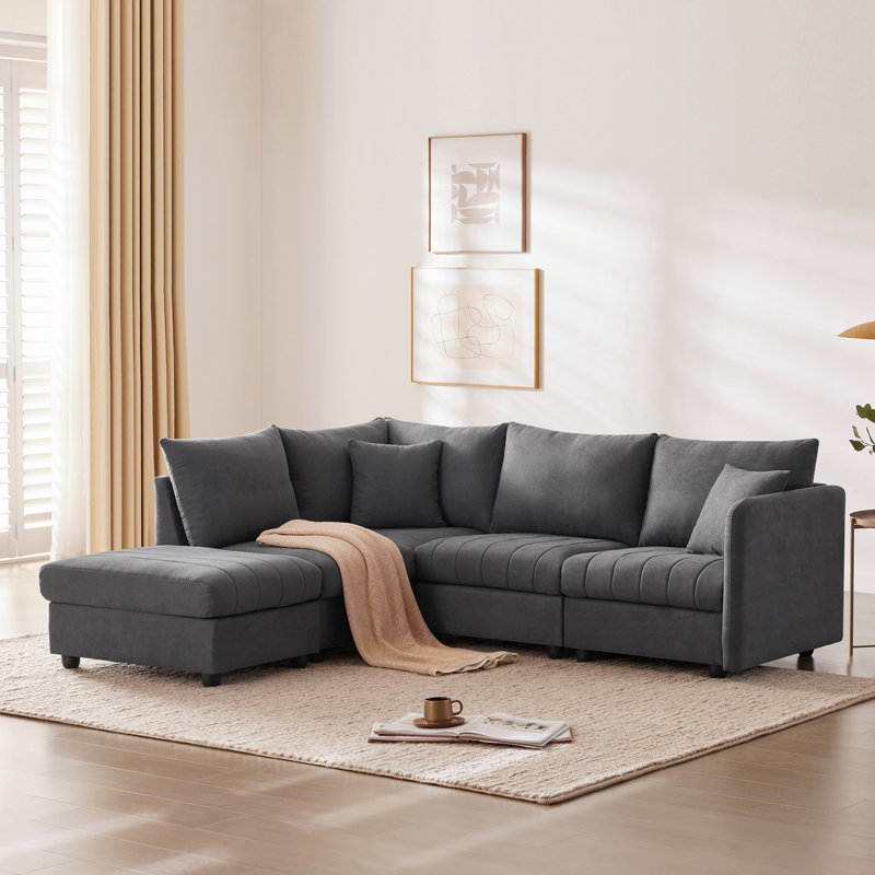 Krystynn Upholstered 89'' Sofa, Dark Gray
