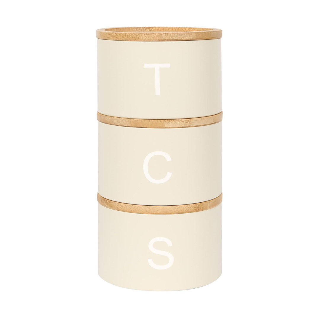 Harbour Housewares - 3 Piece Stacking Tea Coffee Sugar Canister Set