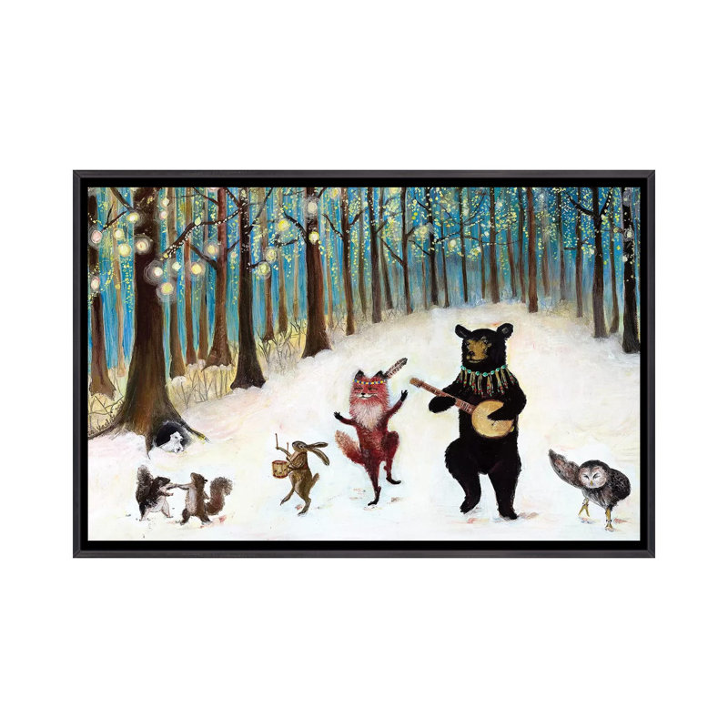 «Forest Festivities» par Jahna Vashti - reproduction d'art, H 18 po x l 26 po x P 1,5 po, Distressed Black Framed