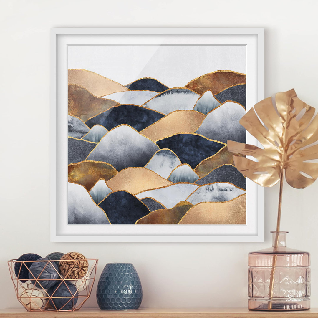 Gerahmtes Poster Golden Mountains-Aquarell