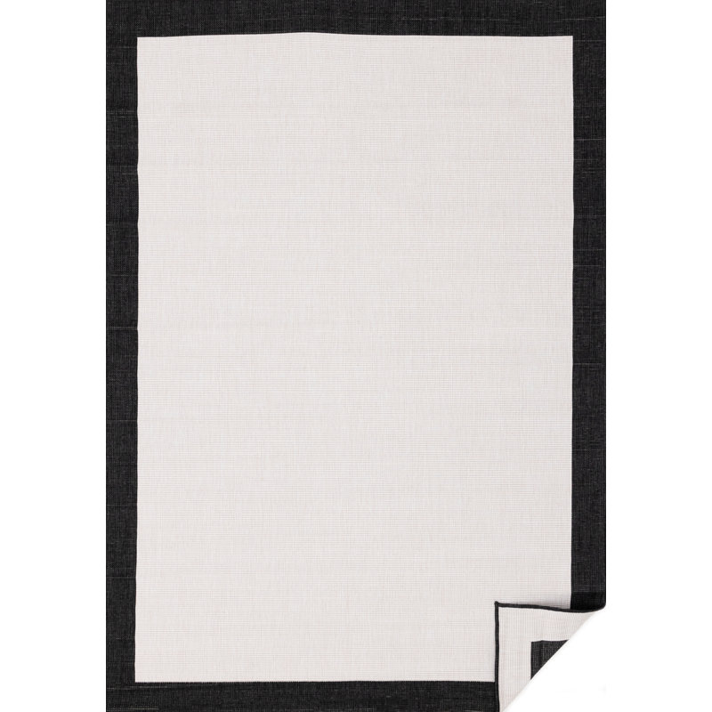 Tapis à bordure intérieur crème, noir et contemporain de 8 pi x 11 pi (7 pi 10 po x 11 pi 2 po) de Branch Branch
