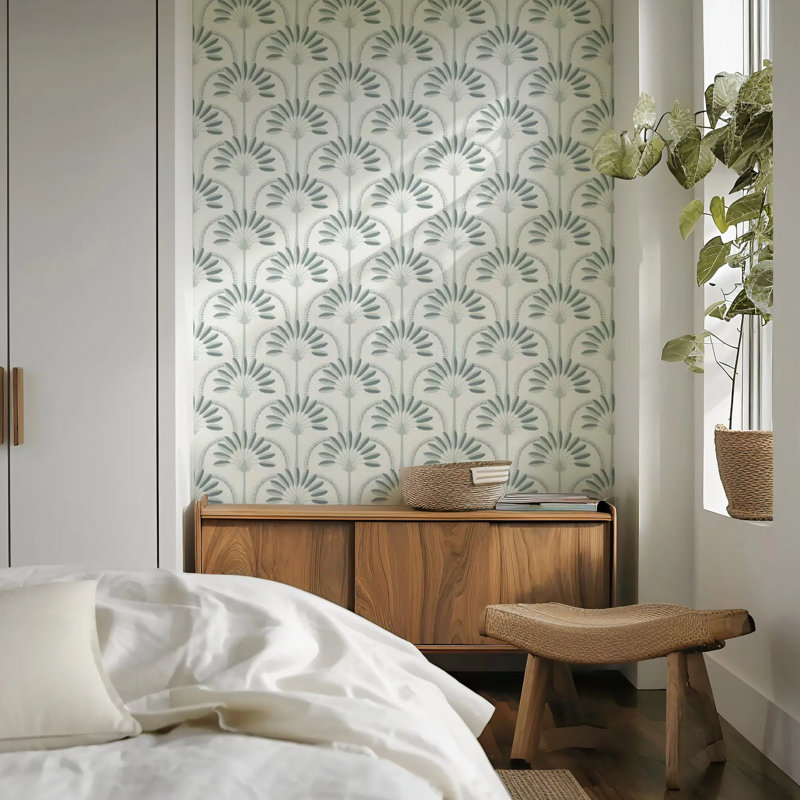 Palm Arches - Wallpaper, Neutral Hues, Premium Paper, Non-Pasted