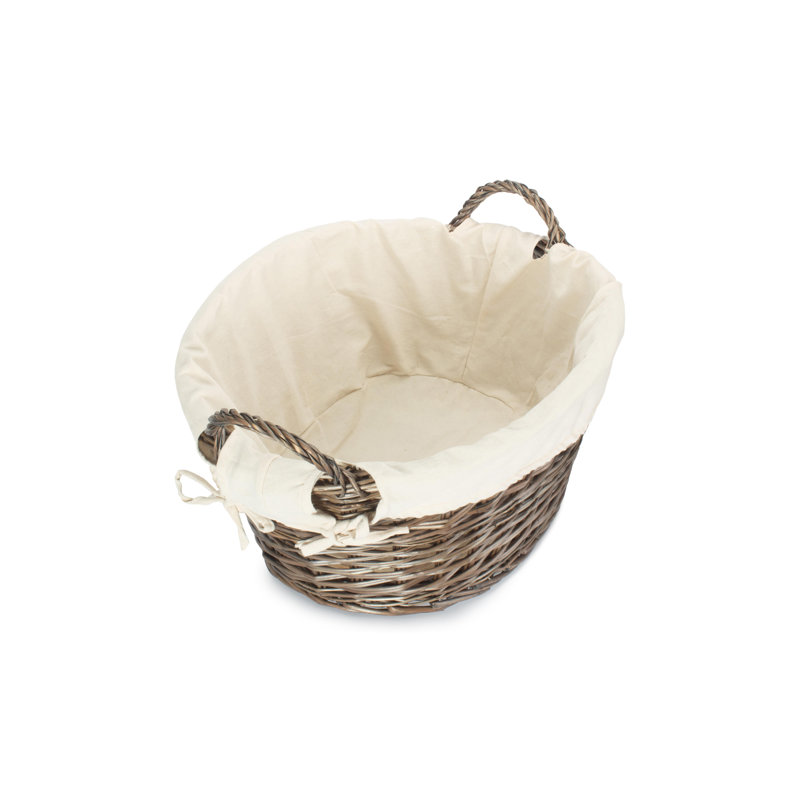 Wicker Wash Basket with Lining, 34cm H x 64cm W x 51cm D