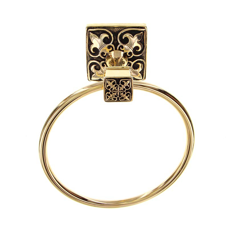 Fleur de Lis Towel Ring, Antique Gold