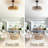 19" Hemp Rope Woven Ceiling Fan with 4 bulbs, Dimmable, 7 Blades, Reversible DC motor.