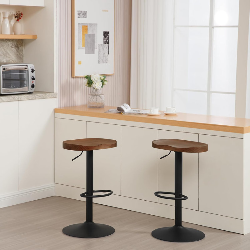 Patriana Adjustable Height Counter Stool with Metal Frame, Brown