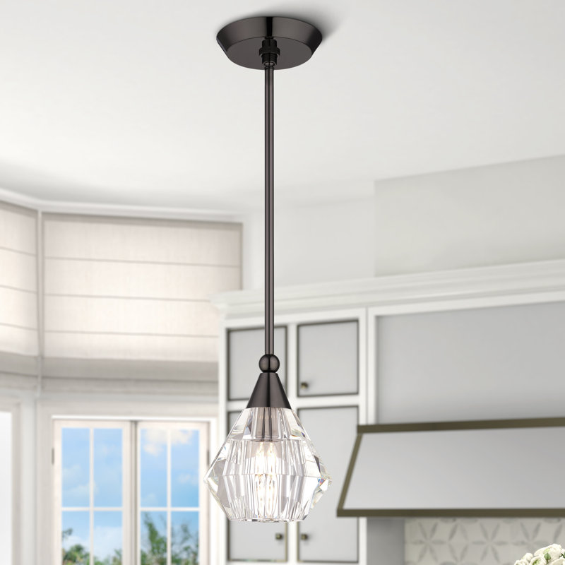 Luminaire suspendu en cristal 1 lumière, Noir chromé