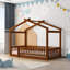 Lit simple en bois avec clôture en noyer pour cadre de maison Happiness House, offrant un espace de rêve