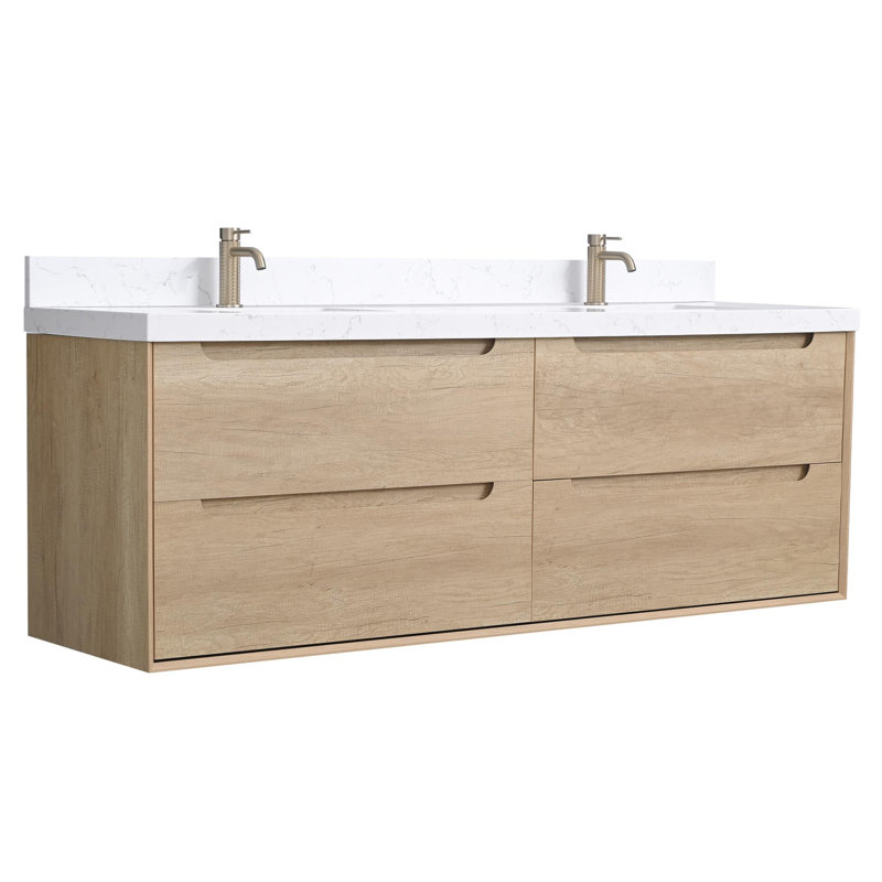 Meuble-lavabo mural avec lavabo et tiroirs, 72