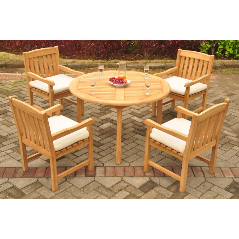 Mya Outdoor 5 - Piece Teak Dining Set, 30.5" H x 48" L x 48" W