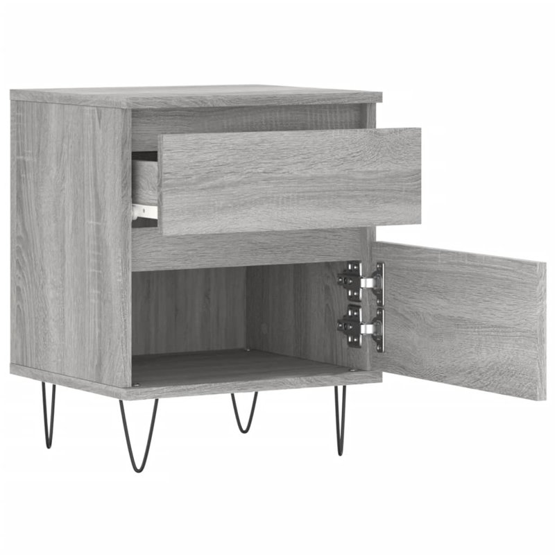 Rowlands 40cm W Metal Bedside Table, Grey Sonoma