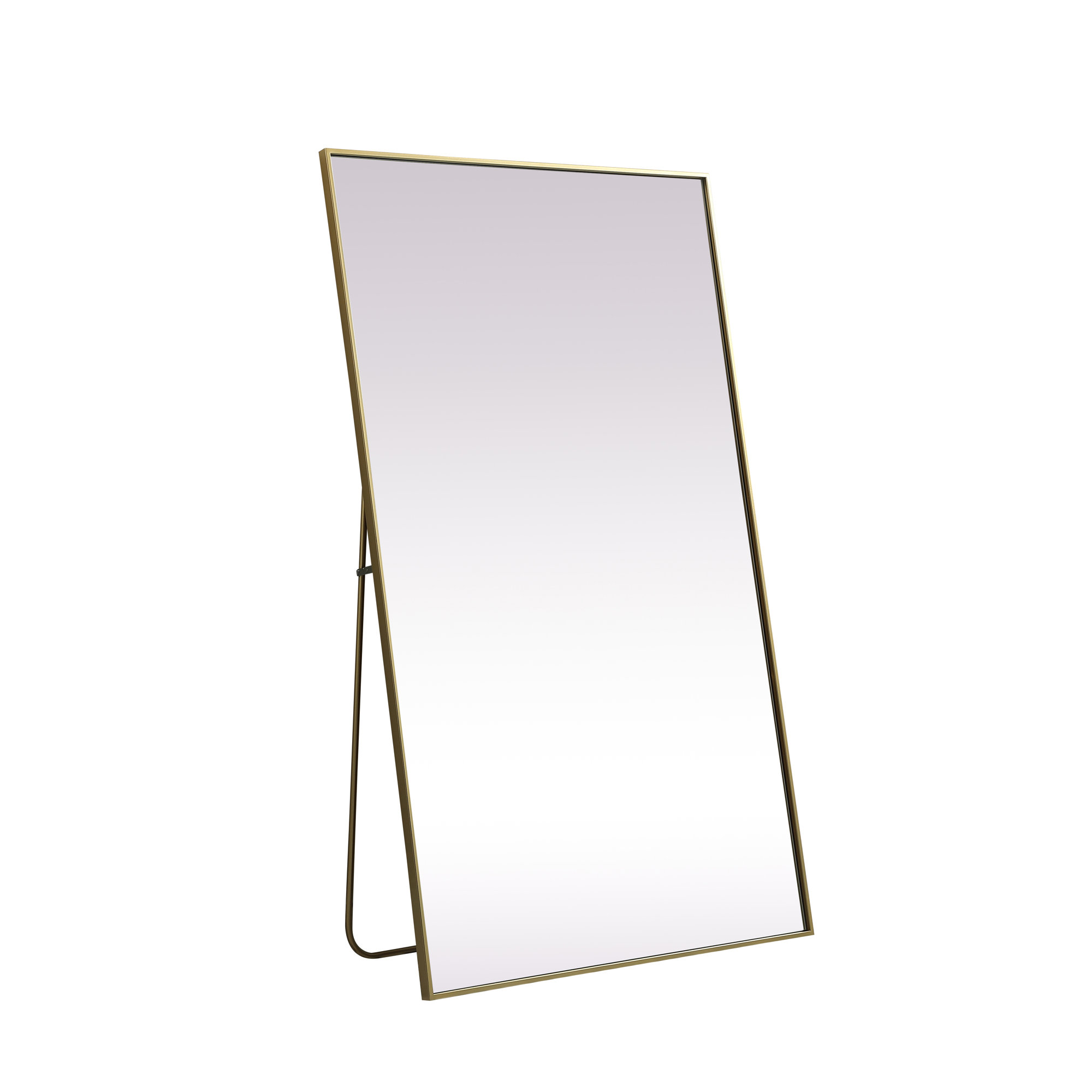 Sabine Metal Rectangle Floor Mirror, 60" x 36", Brass