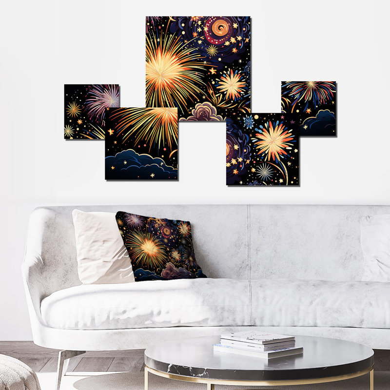 Feu d'artifice céleste céleste - ensemble d'art mural 5 pièces