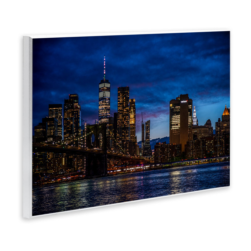 Plaque murale Brooklyn Bridge at Night, design par Tim West, H 10 po x l 15 po