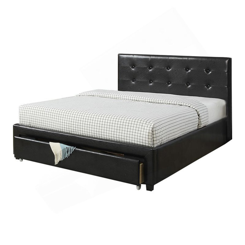 Tête de lit tapissier en similicuir FB 1Pc, Noir